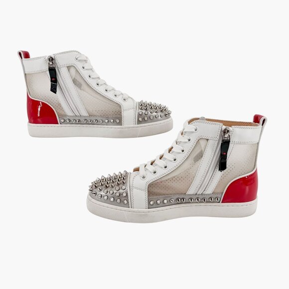 Christian Louboutin Sosoxy Spike Donna Sneakers Size 37 US 7 Mesh High Top White - Picture 10 of 15